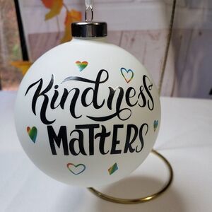 Novogratz Kindness Matters White & Black Glass Christmas Tree Ornament